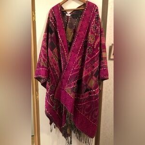 Beautiful Guruforlife “GURU” Fellowship Poncho/Shawl Handwork Upcycled Free Size